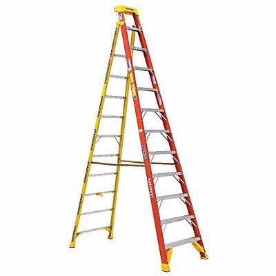 WERNER L6212 Stepladder Fiberglass 300 lb Ld Cap.