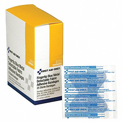 FIRST AID ONLY G173 Fingertip Bandages Metal Detect PK25