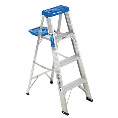 WERNER 364 Stepladder 360 H 4 ft Spread 29-1/4 In