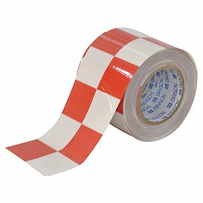 BRADY 121918 Floor Tape Red/White 4 inx100 ft Roll