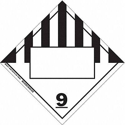 BRADY 60404 DOT Container Placard 10-3/4 Label W
