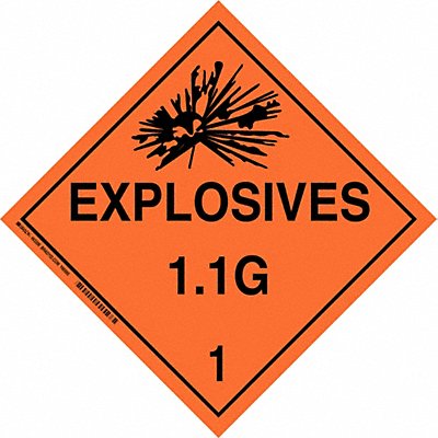 BRADY 63376 DOT Container Placard 10-3/4 Label W