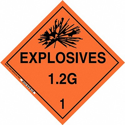 BRADY 63384 DOT Container Placard 10-3/4 Label W