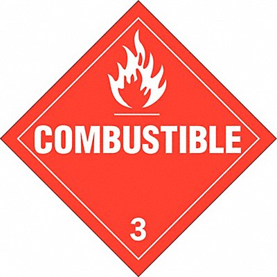 BRADY 63410 DOT Container Placard 10-3/4 Label W