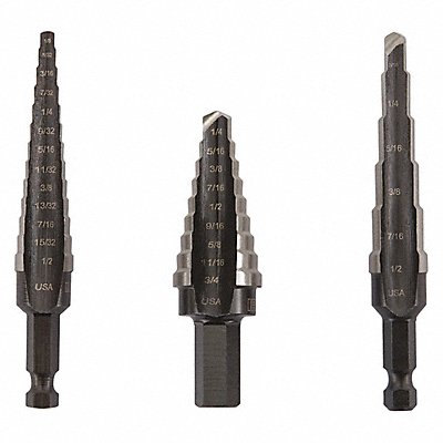 IRWIN 10502ZR Step Drill Bit Set 3 pcs. Bright HSS