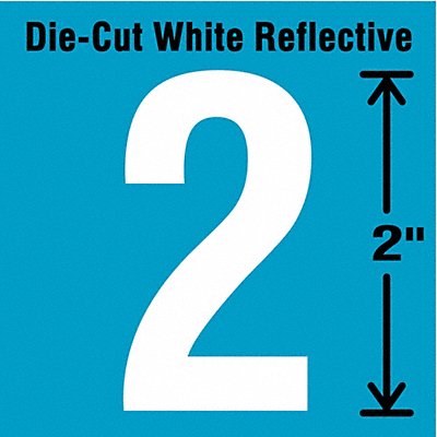 STRANCO INC DWR225 Die-Cut Reflective Number Label 2 2In H PK5