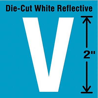 STRANCO INC DWR2V5 Die-Cut Reflective Letter Label V 2In H PK5