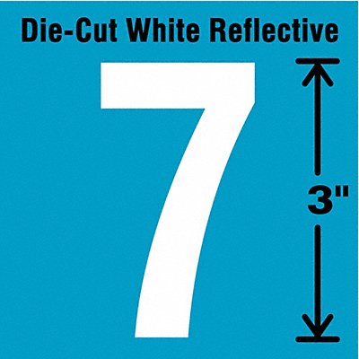 STRANCO INC DWR375 Die-Cut Reflective Number Label 7 3In H PK5