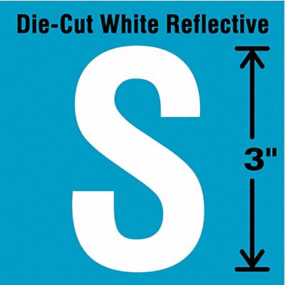 STRANCO INC DWR3S5 Die-Cut Reflective Letter Label S 3In H PK5