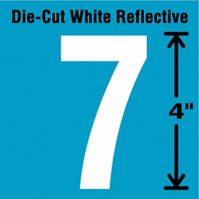 STRANCO INC DWR475 H3433 Die-Cut Reflective Number Label 7 4In H PK5