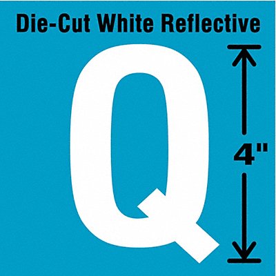 STRANCO INC DWR4Q5 K8345 Die-Cut Reflective Letter Label Q 4In H PK5