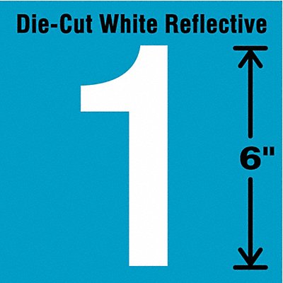 STRANCO INC DWR61EA Die-Cut Reflective Number Label 1 6In H
