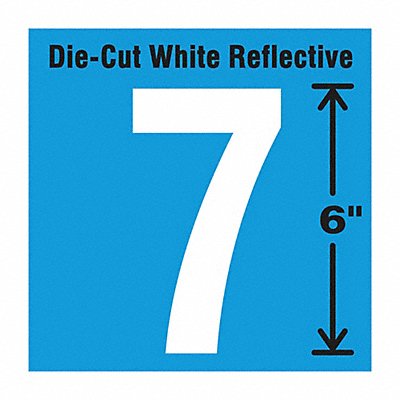 STRANCO INC DWR67EA Die-Cut Reflective Number Label 7 6In H