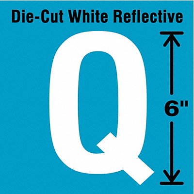 STRANCO INC DWR6QEA Die-Cut Reflective Letter Label Q 6In H