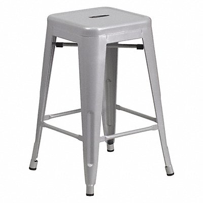 FLASH FURNITURE CH3132024SILGG Stool Welded Legs Silver 24 H
