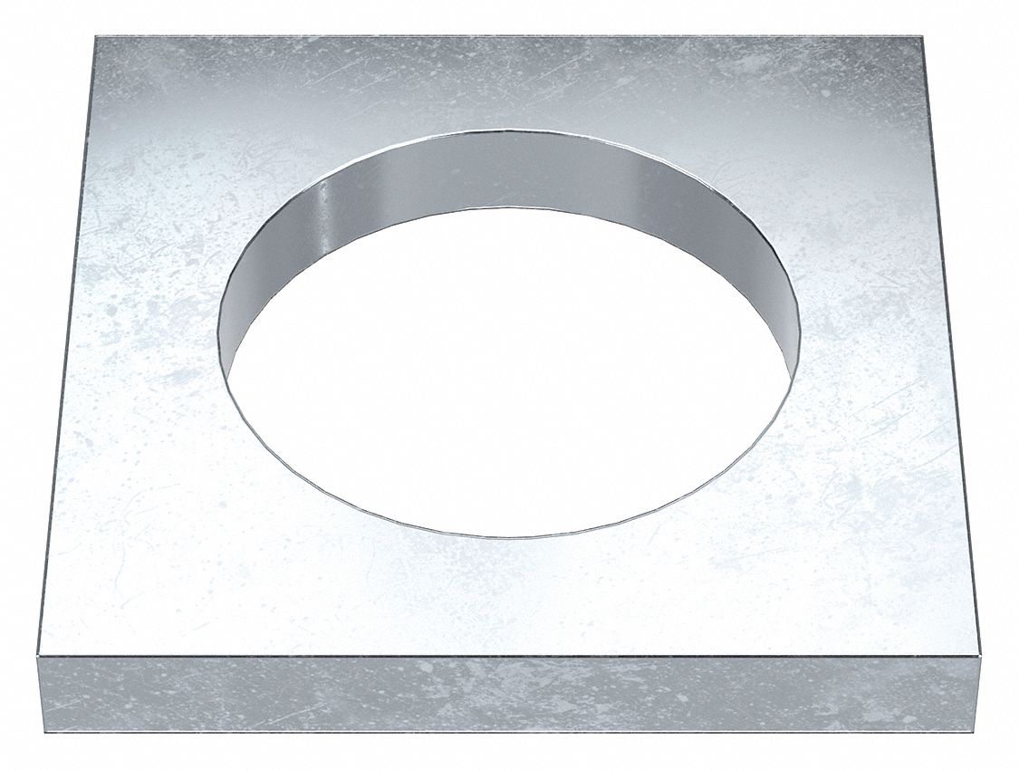 GRAINGER Z8963ZN Square Washer Znc Stl 1 1/4 in 2x0.280in 1PK