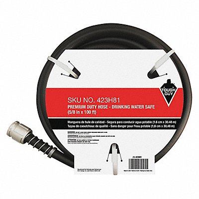 GRAINGER 423H81 Water Hose 5/8 I.D.100 ft PVC