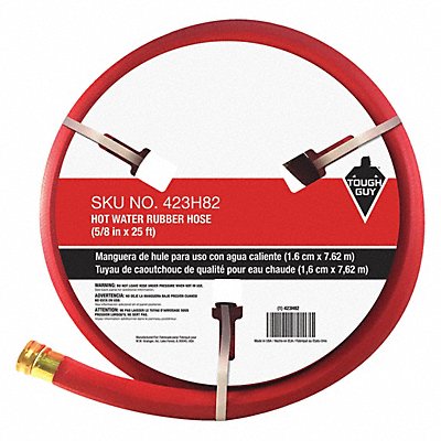 GRAINGER 423H82 Water Hose 5/8 I.D.25 ft Rubber