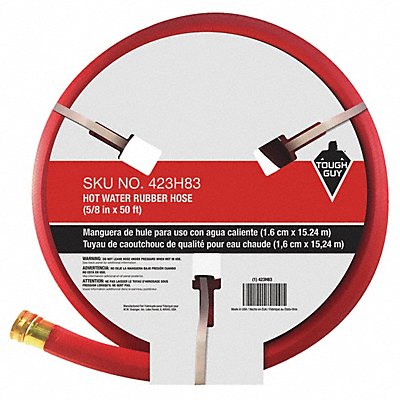GRAINGER 423H83 Water Hose 5/8 I.D.50 ft Rubber