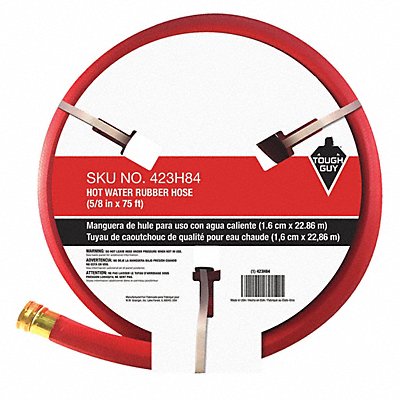 GRAINGER 423H84 Water Hose 5/8 I.D.75 ft Rubber