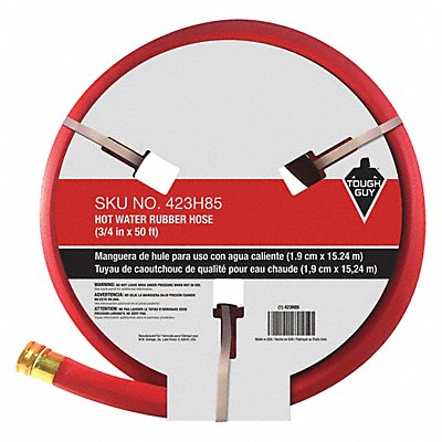 GRAINGER 423H85 Water Hose 3/4 I.D.50 ft Rubber