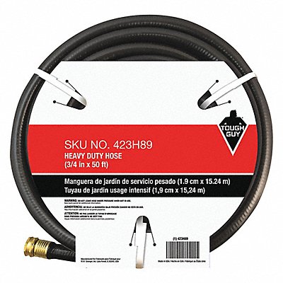 GRAINGER 423H89 Water Hose 3/4 I.D.50 ft PVC