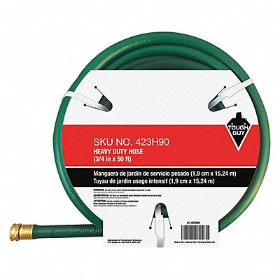 GRAINGER 423H90 Water Hose 3/4 I.D.50 ft PVC