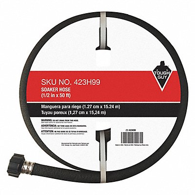 GRAINGER 423H99 Water Hose 1/2 I.D.50 ft PVC
