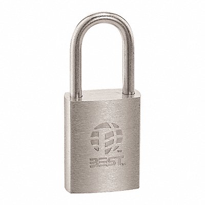 BEST 21B722LXSPL Keyed Padlock 7/8 in Rectangle Silver