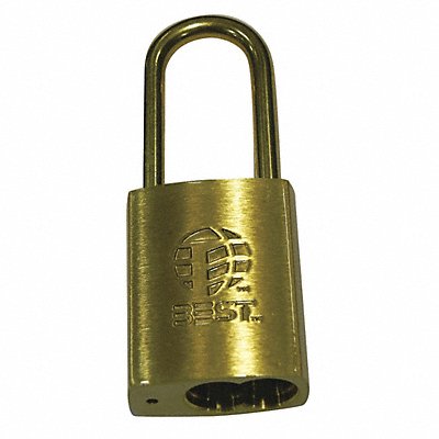 BEST 21B772L606 Keyed Padlock 7/8 in Rectangle Gold