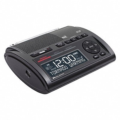 MIDLAND WR400 Weather Radio Black Channels AM/FM NOAA