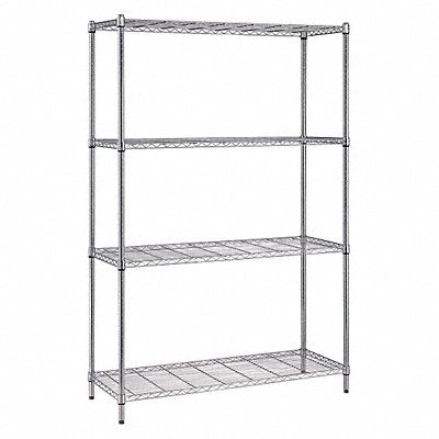 QUANTUM STORAGE SYSTEMS RWR722448LD Single Box Wire 4-Shelf Unit 24x48x72in