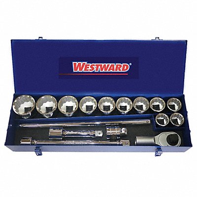 WESTWARD 42W522 Socket Wrench St Chrome 12Pt 1 7/16-2 1/2in
