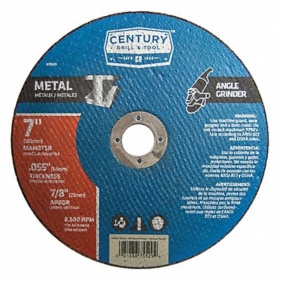 CENTURY DRILL AND TOOL 75529 Metal Cutting Wheel 7x.055 in Type 1A