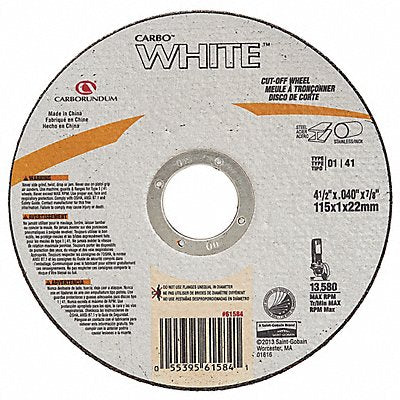 GRAINGER 5539561584 Abrasive Cut Off Wheel Type 41 Grit 60
