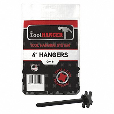 TOOLHANGER 4006 Polypropyln Plstic Tool Hanger Black PK6