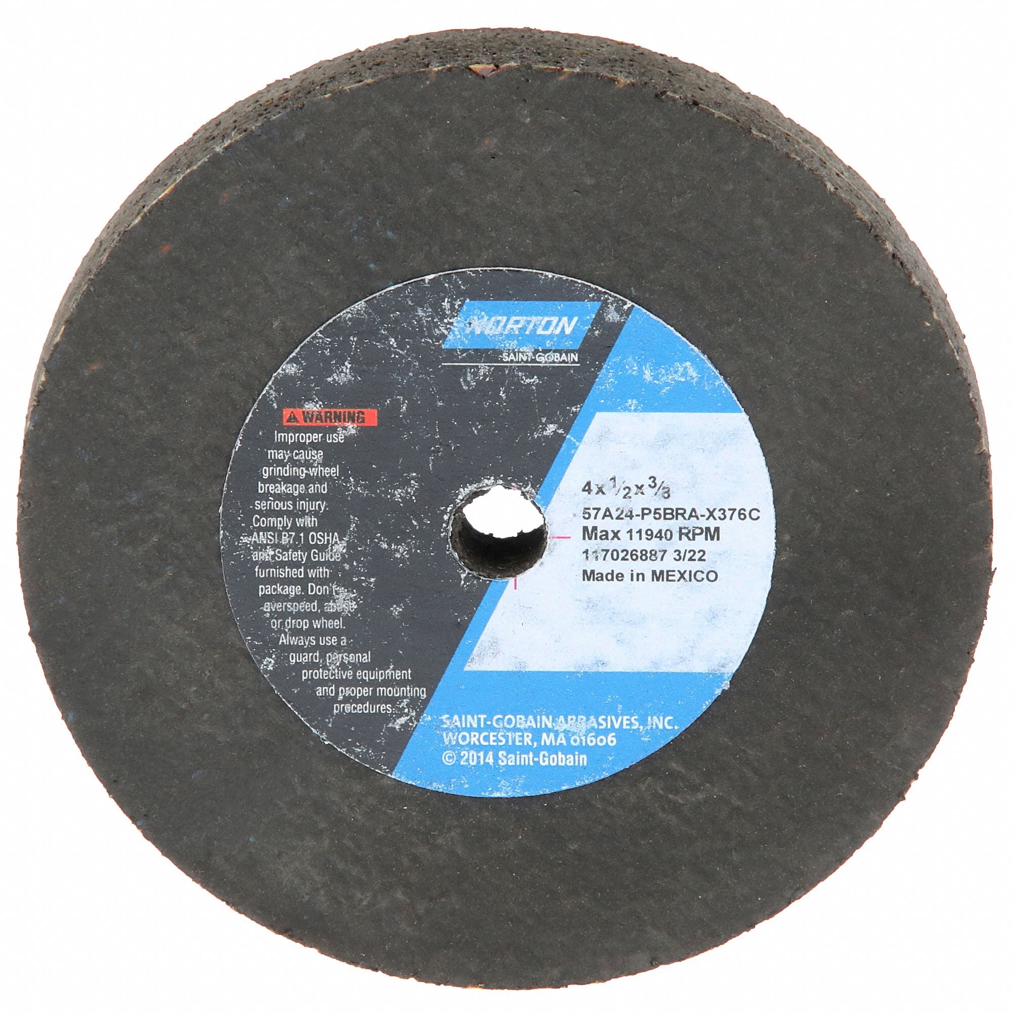 NORTON 66243527023 Straight Grinding Wheel Type 1 4 dia.