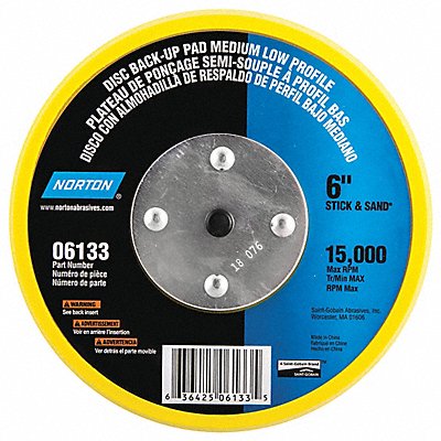 NORTON 63642506133 Low Profile PSA Disc Backup Pad 6 in Dia