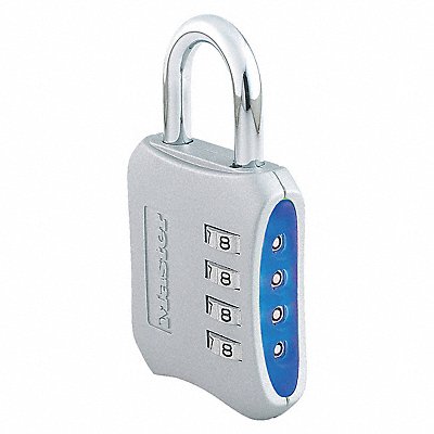 MASTER LOCK 653D Combination Padlock 2 1/5in Rectgle Slvr