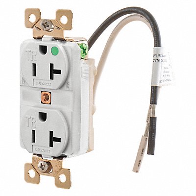 GRAINGER BRY8300WTR Receptacle 2 Poles 3 Wires White 1.0 HP