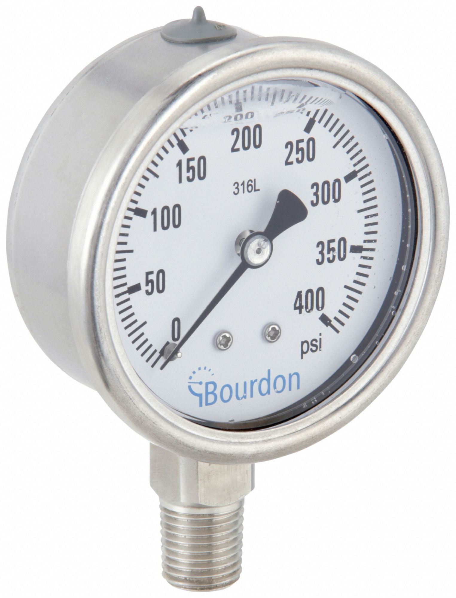 BOURDON MEX3D52H260133 Pressure Gauge Silver 0 to 400 psi Range