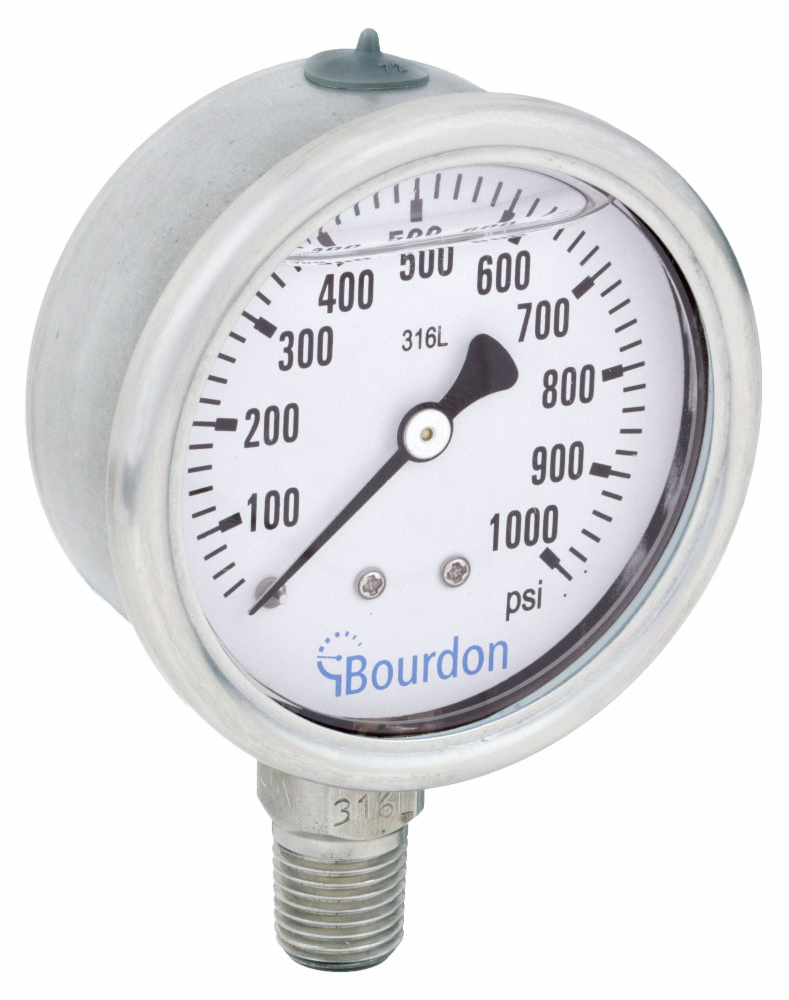 BOURDON MEX3D52H300133 Pressure Gauge 0 to 1000 psi Range
