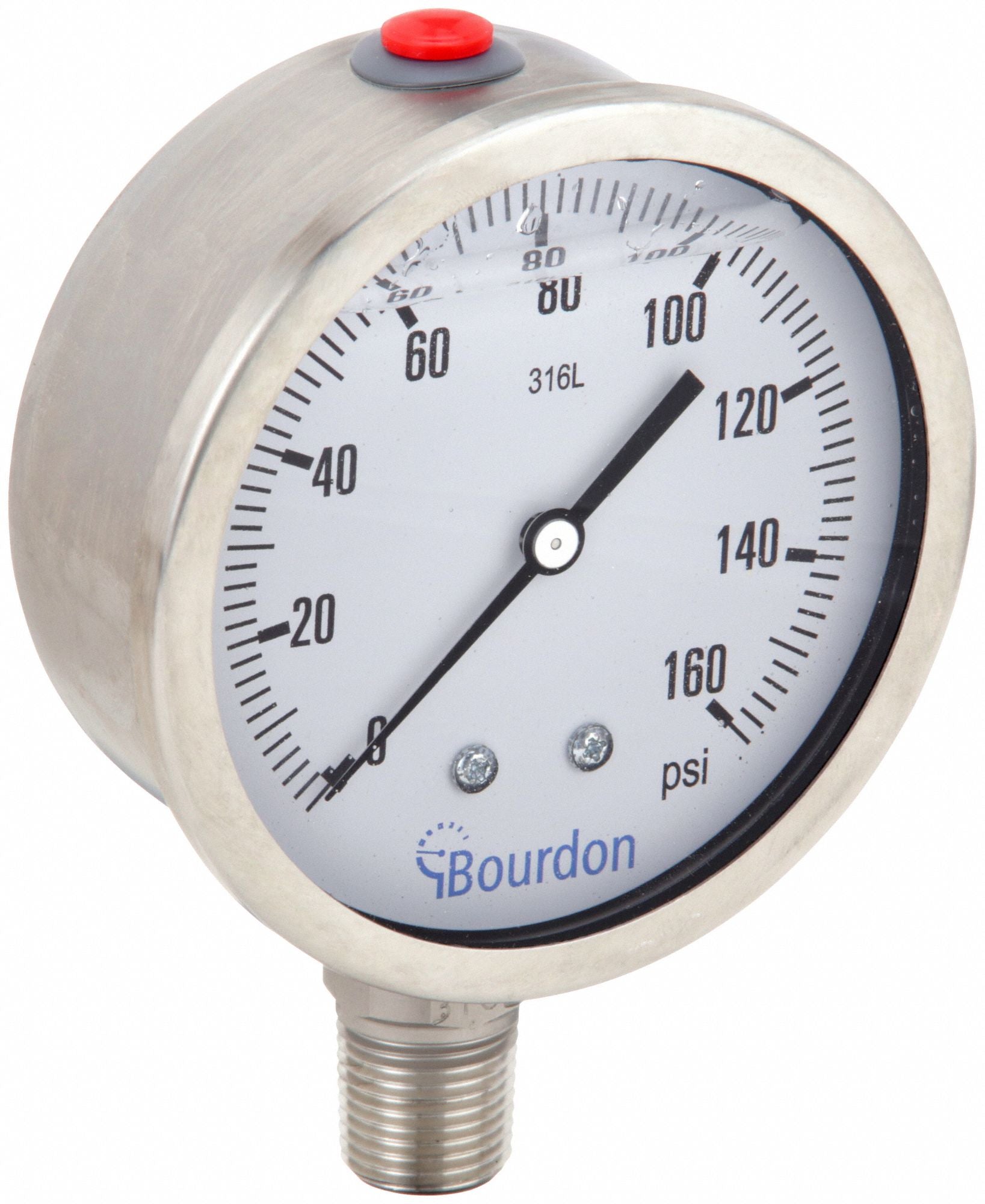 BOURDON MEX5D62H220133 Pressure Gauge Silver 0 to 160 psi Range