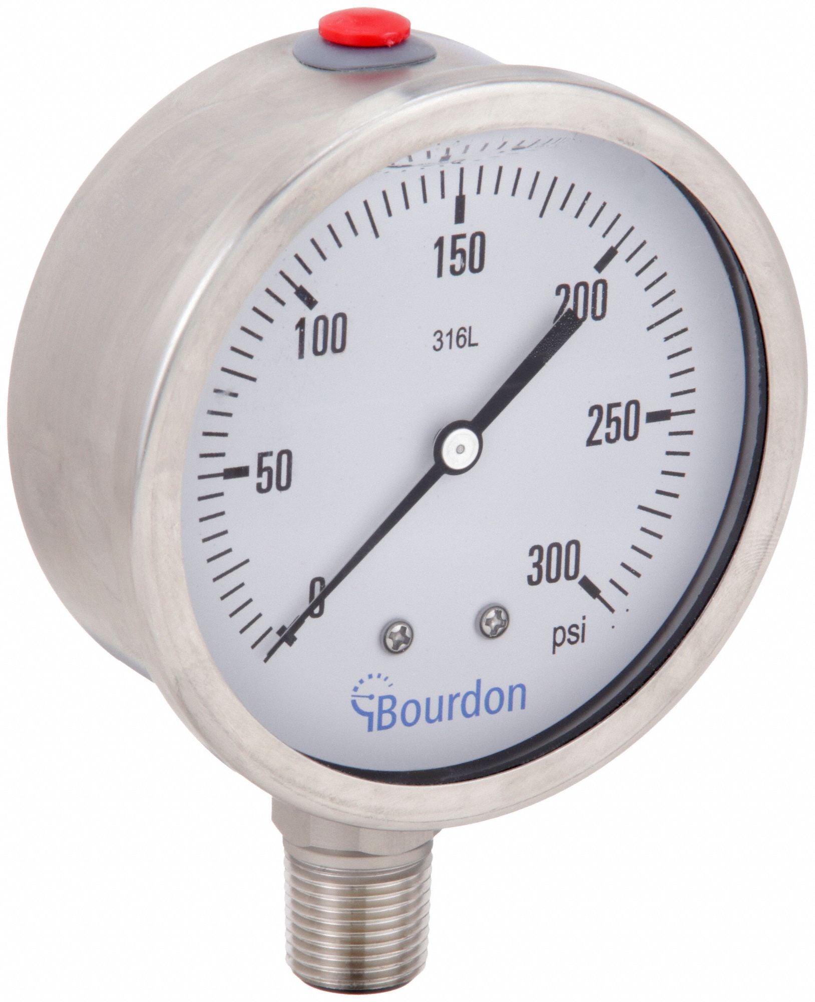 BOURDON MEX5D62H250133 Pressure Gauge Silver 0 to 300 psi Range