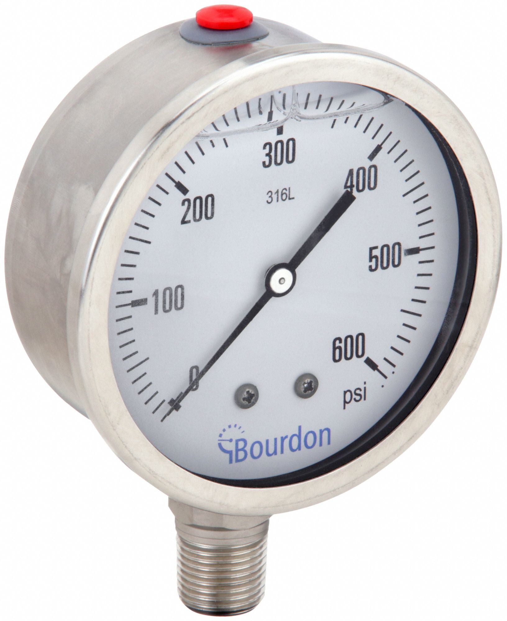BOURDON MEX5D62H270133 Pressure Gauge Silver 0 to 600 psi Range