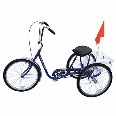 GRAINGER IBIKE3DCB Tricycle 24 Wheel Blue 250 lb Cap.