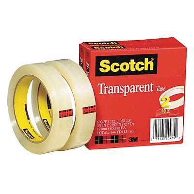 3M 6002P3472 Transparent Tape 3/4 x 2592 in PK2