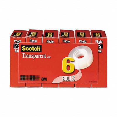 3M 600K6 Office Tape 83 1/3 ft 3/4 in 2.3 mil PK6