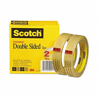 3M 6652P3436 2-Sided Office Tape 108ft 3/4in 3mil PK2