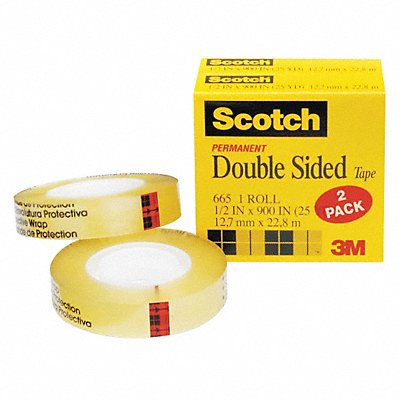 3M 6652PK 2-Sided Office Tape 75ft 1/2in 3 mil PK2